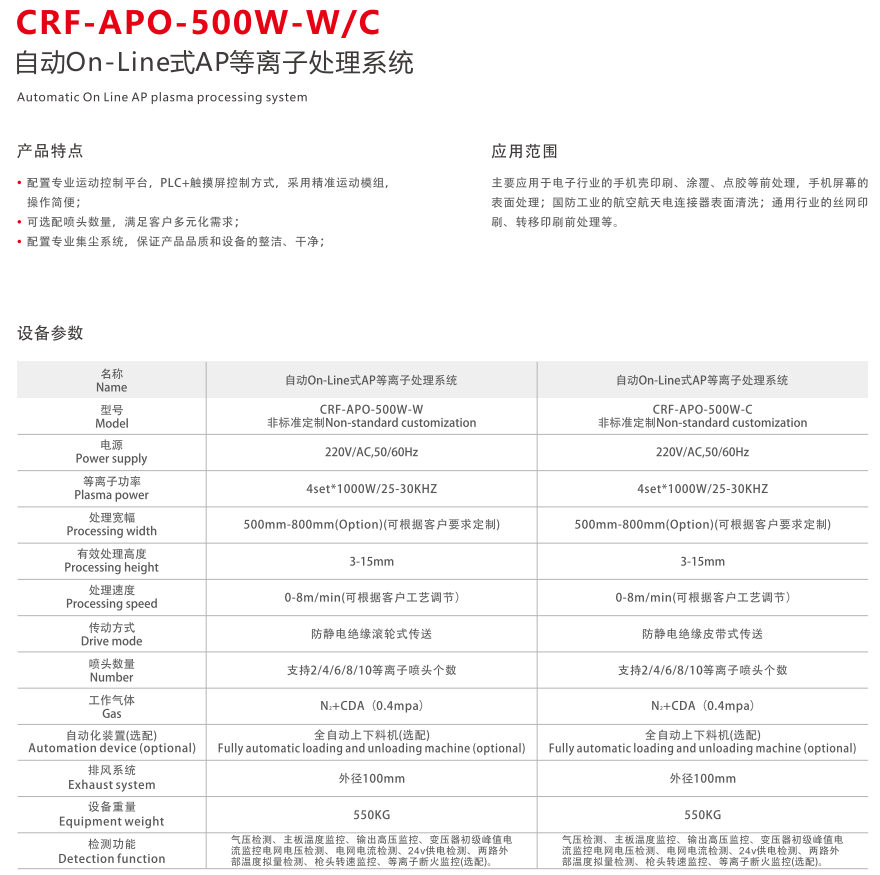 CRF-APO-500W-W/C自动On-Line式AP等离子处理系统(图2) image.png